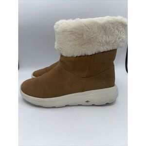 Skechers On-the-Go City 2 STUNNING Chestnut Suede & Faux Fur Ankle Boots Sz‎ 8
